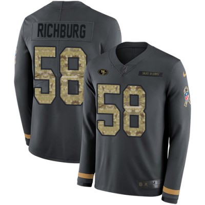 Nike San Francisco 49ers #58 Weston Richburg Anthracite Salute to Service Men's Stitched NFL Limited Therma Long Sleeve Jersey Men's